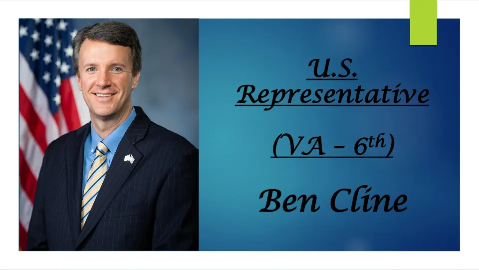 Biography presentation cover identifying Ben Cline as U.S. representative for Virginia’s 6th district