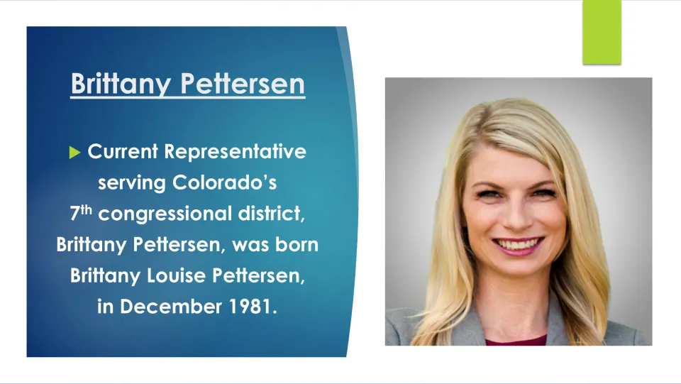 Biography slide identifying Brittany Louise Pettersen and giving her birth month and year as December 1981