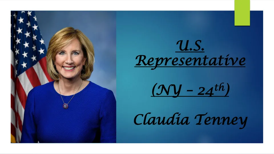 Biography presentation cover identifying Claudia Tenney as U.S. Representative for New York's 24th district