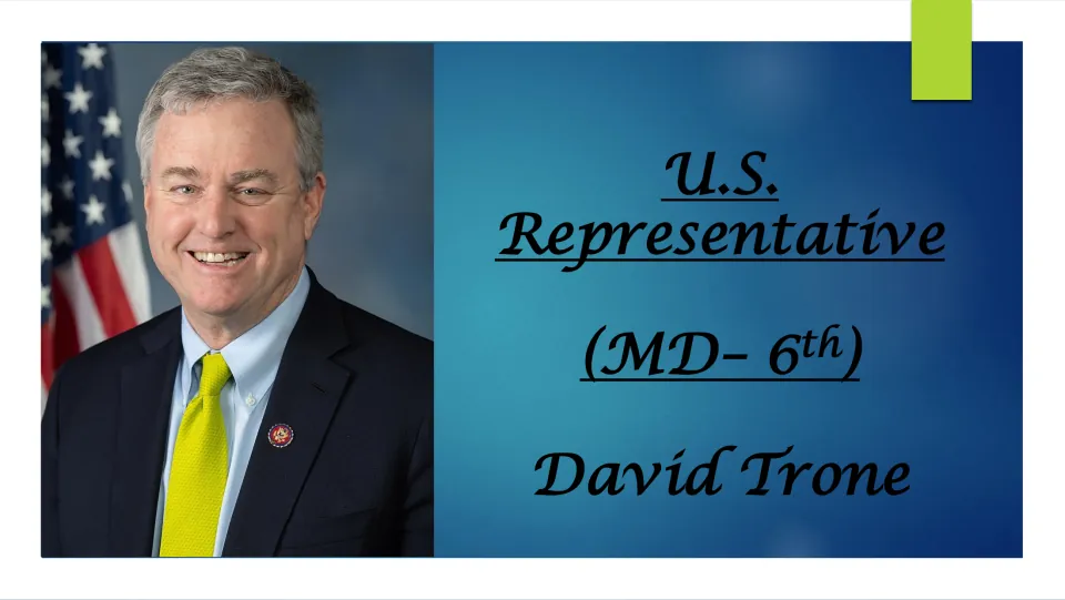 Biography presentation cover identifying David Trone as U.S. Representative for Maryland’s 6th District