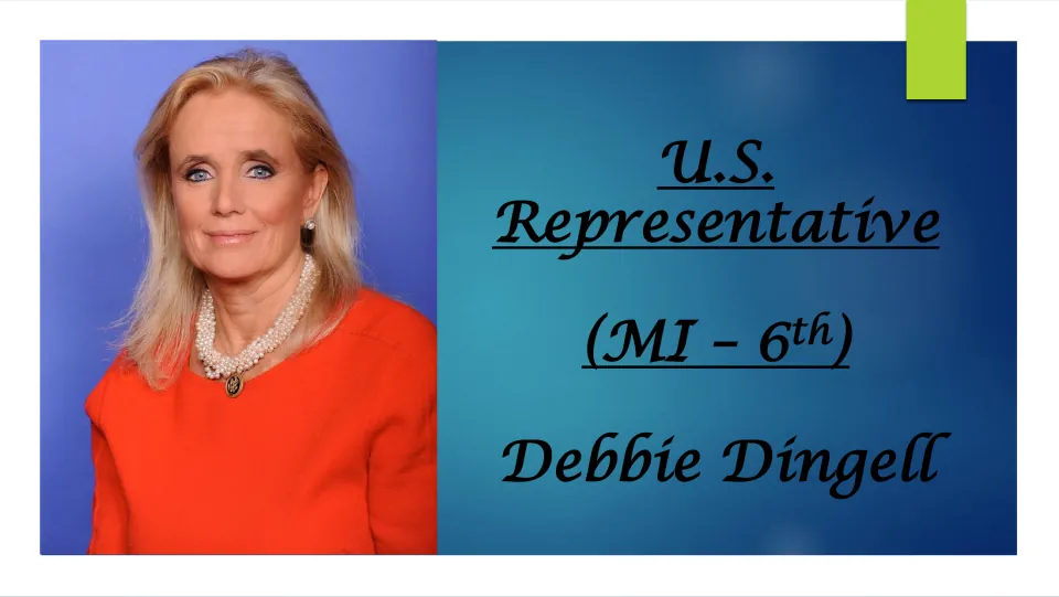 Biography presentation cover identifying Debbie Dingell as U.S. Representative for Michigan’s 6th district