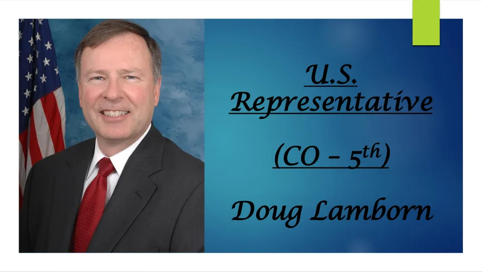 Biography presentation cover identifying Doug Lamborn as U.S. Representative for Colorado’s 5th district