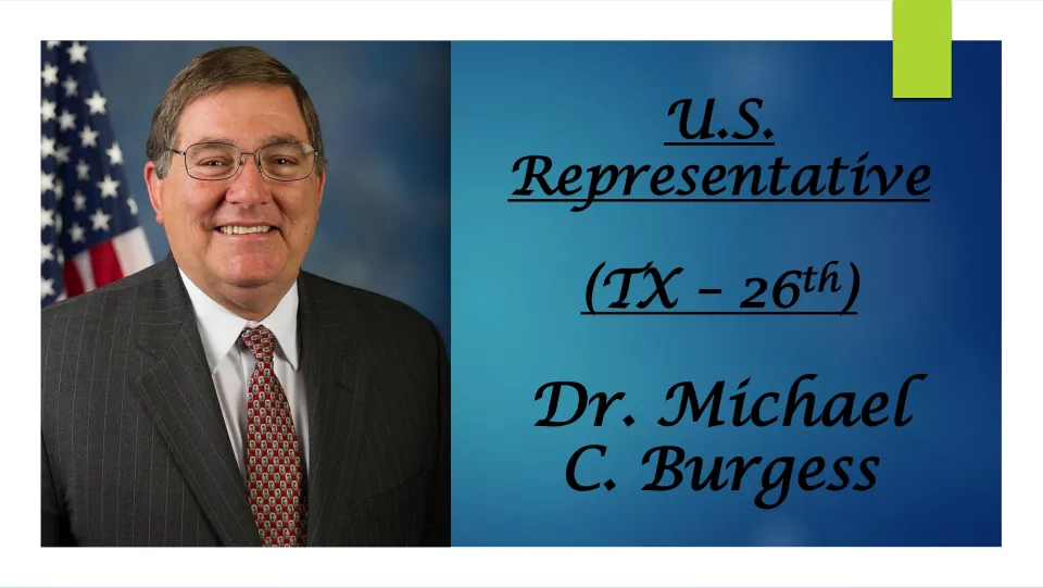 Biography cover introducing Dr. Michael C. Burgess as U.S. Representative for Texas's 26th district