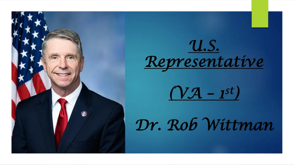 Biography cover identifying Dr. Rob Wittman as U.S. Representative for Virginia's 1st district, with his portrait