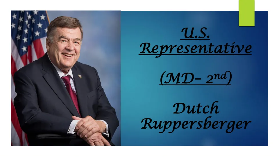 Biography presentation cover identifying Dutch Ruppersberger as U.S. Representative for Maryland’s 2nd district