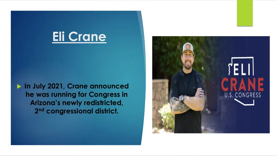 Run for Congress: in July 2021 Crane announced a campaign in Arizona's newly redistricted 2nd district; campaign logo