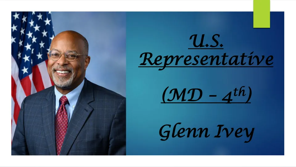 Biography presentation cover identifying Glenn Ivey as U.S. Representative for Maryland's 4th district