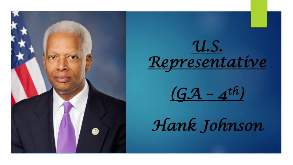 Biography presentation cover identifying Hank Johnson as U.S. Representative for Georgia’s 4th district