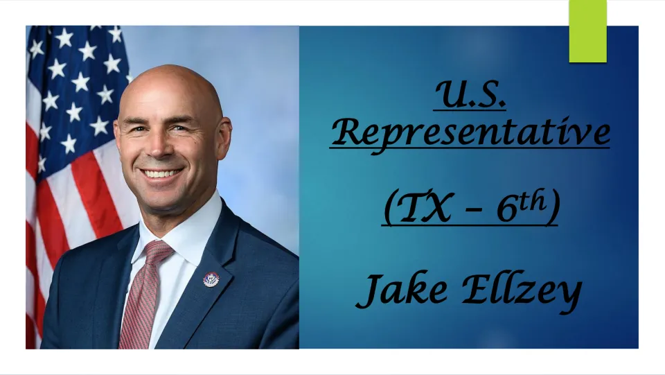 Biography presentation cover introducing Jake Ellzey as U.S. Representative for Texas’ 6th district