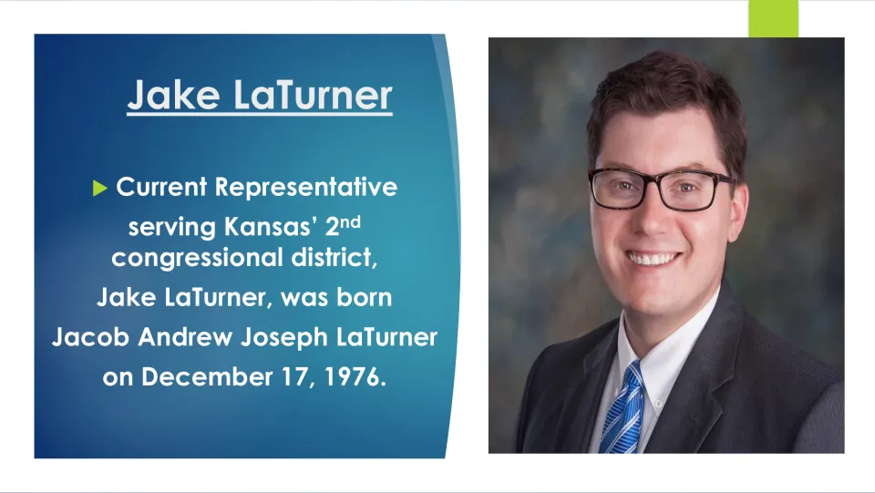 Biography slide naming Jacob Andrew Joseph LaTurner and listing his birth date as December 17, 1976