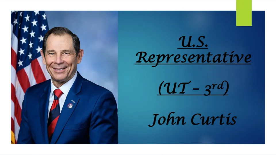 Biography presentation cover identifying John Curtis as U.S. Representative for Utah's 3rd district.