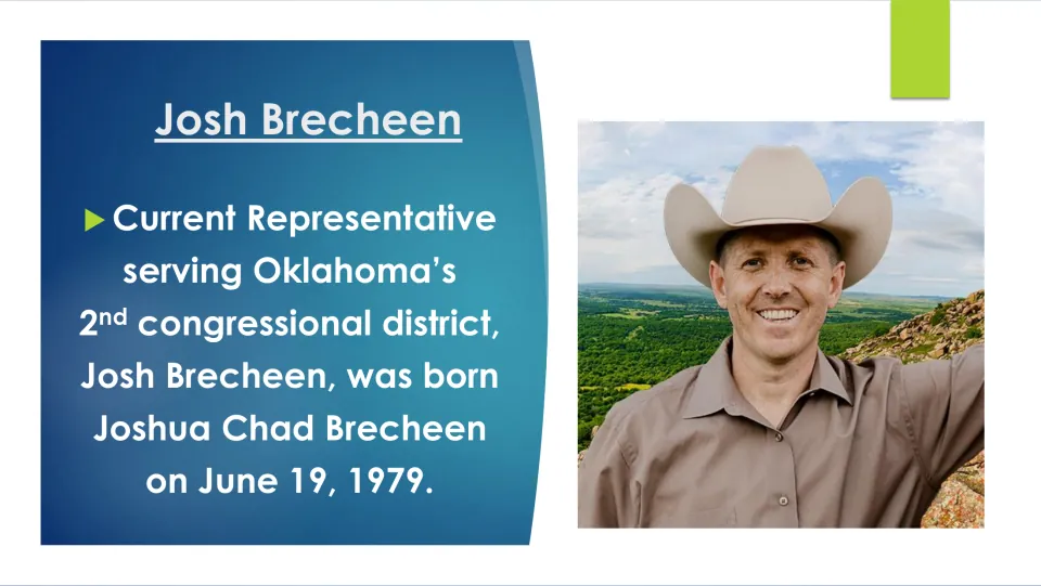 Biography slide identifying Josh Brecheen's full name as Joshua Chad Brecheen and birth date as June 19, 1979