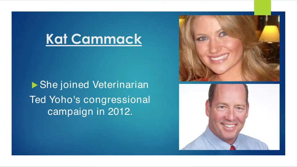 Political career slide stating Cammack joined veterinarian Ted Yoho’s congressional campaign in 2012