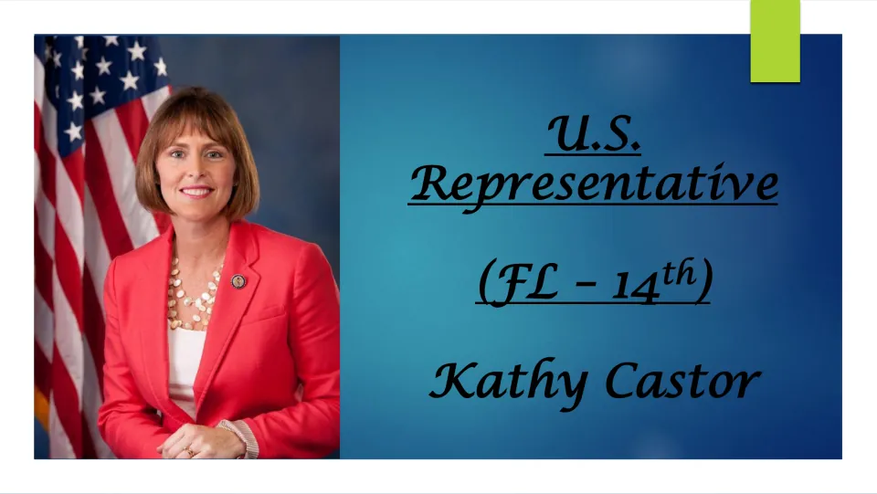Biography cover identifying Kathy Castor as U.S. representative for Florida’s 14th district, with her portrait