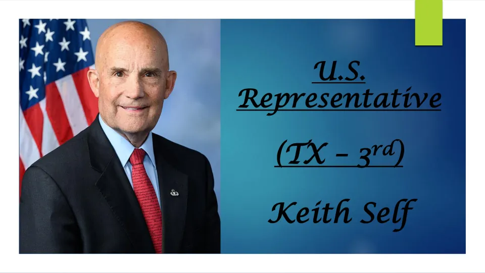 Biography presentation cover introducing Keith Self as U.S. Representative for Texas’ 3rd district