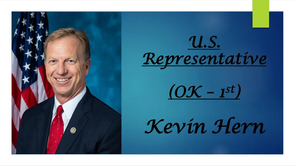 Biography presentation cover identifying Kevin Hern as U.S. Representative for Oklahoma’s 1st district