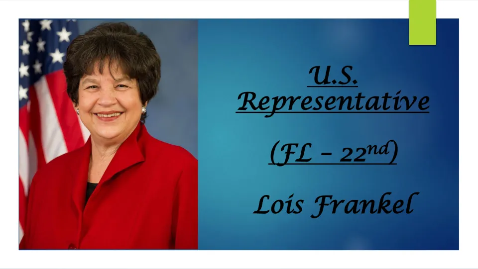 Biography presentation cover identifying Lois Frankel as U.S. Representative for Florida’s 22nd district