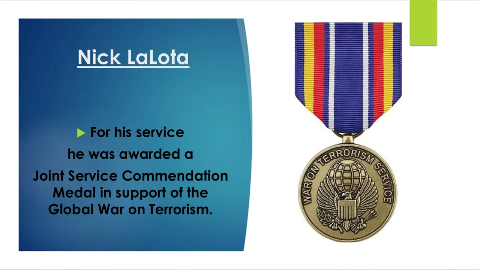 Military honor slide: Joint Service Commendation Medal for the Global War on Terrorism, with a medal photo