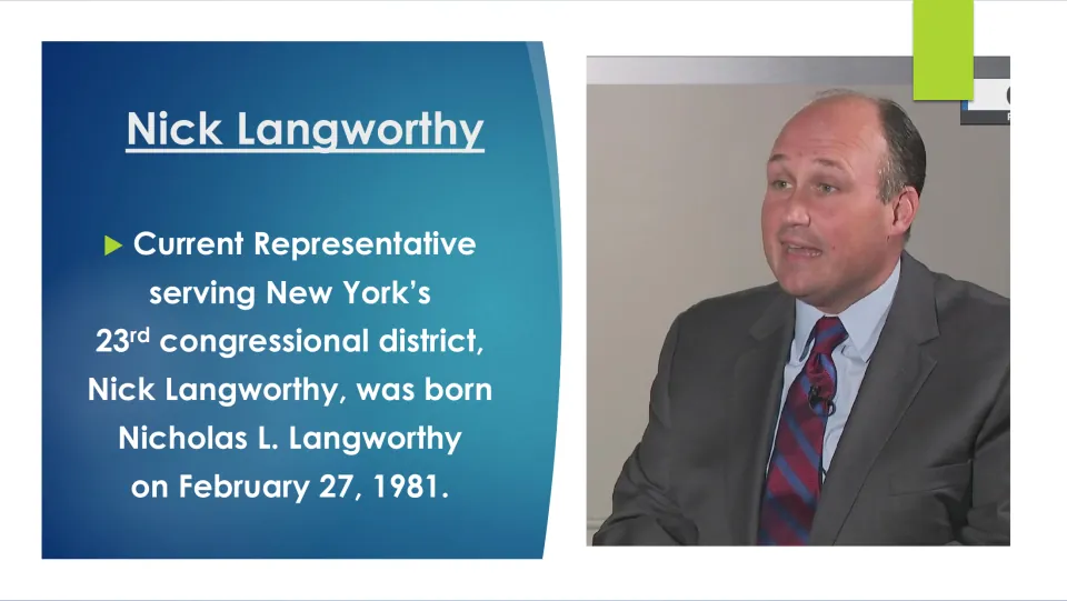 Biography slide giving Nick Langworthy’s full name, Nicholas L. Langworthy, and birthdate, February 27, 1981