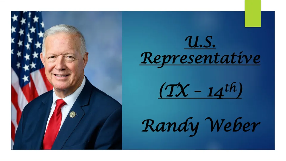 Biography presentation cover identifying Randy Weber as U.S. representative for Texas’s 14th district