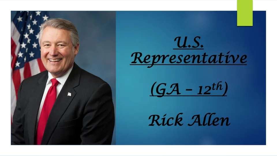 Biography presentation cover identifying Rick Allen as U.S. Representative for Georgia’s 12th district