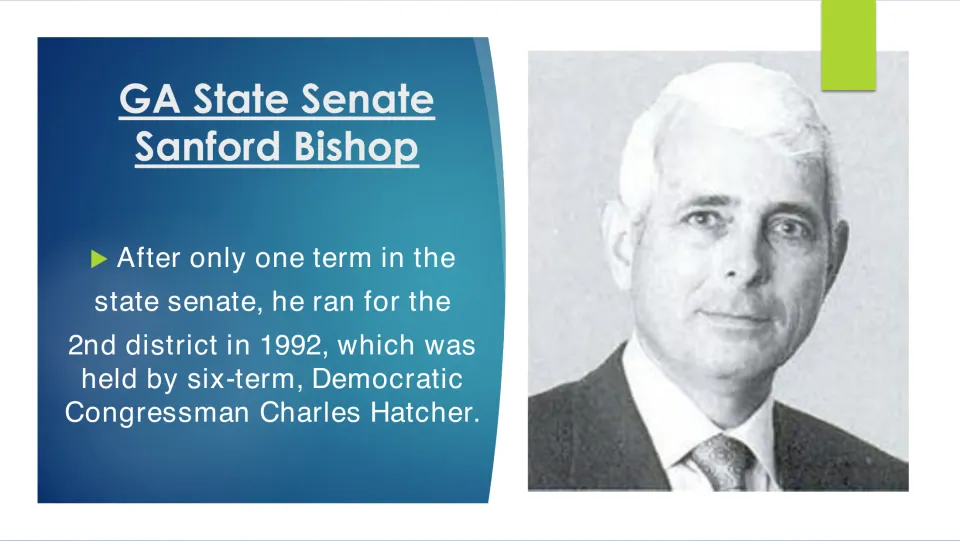 Congressional campaign slide describing Bishop’s 1992 run for the 2nd district seat held by Charles Hatcher
