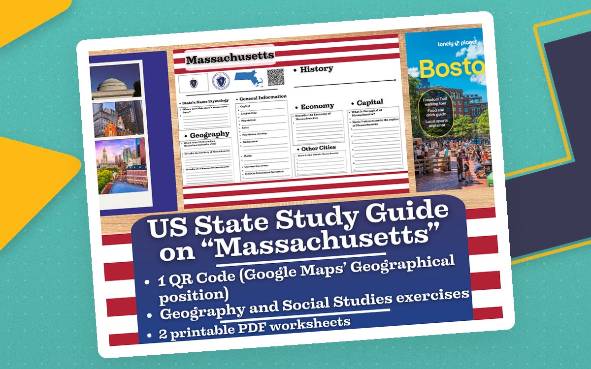 US State Study Guide Worksheets on Massachusetts preview