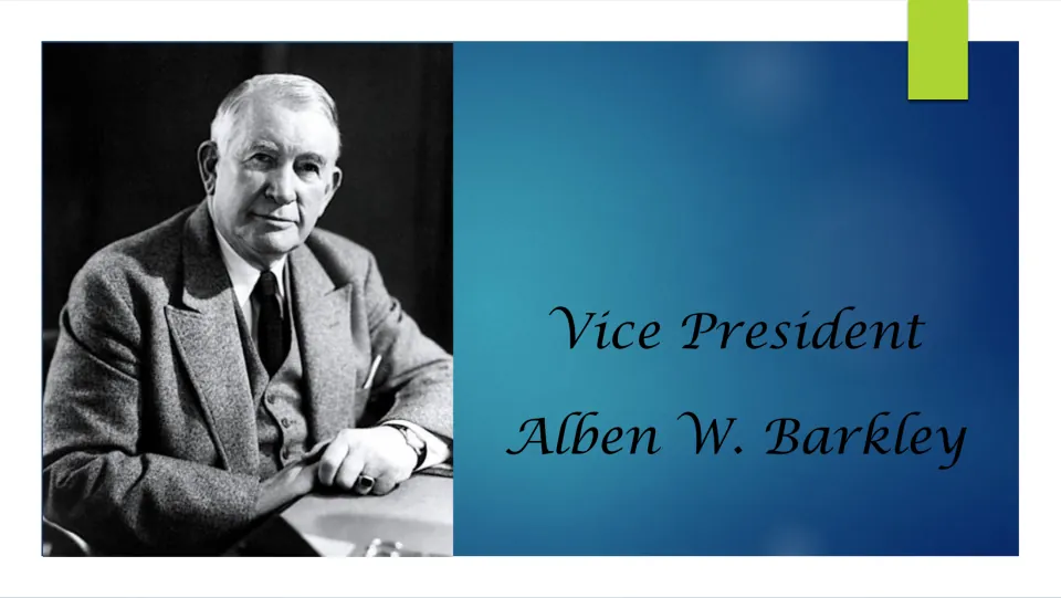 Cover slide for the Alben W. Barkley biography, featuring his portrait and the title 'Vice President'.