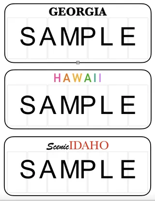 USA 50 States License Plates – Blank Templates – sample page 2