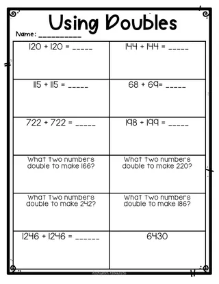 Using Doubles Worksheet – cover