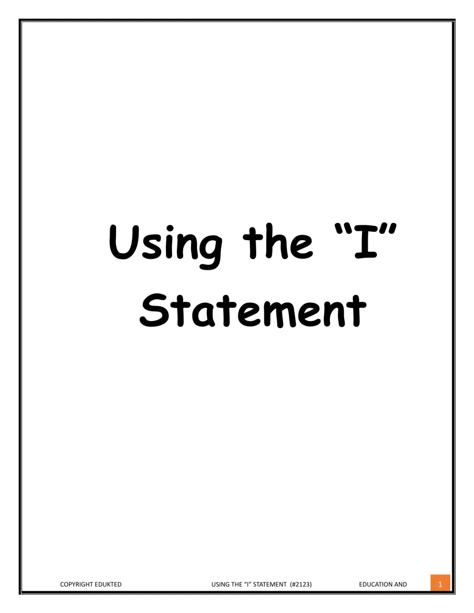 Cover titled Using the "I" Statement in large handwritten-style lettering, with an Edukted copyright footer