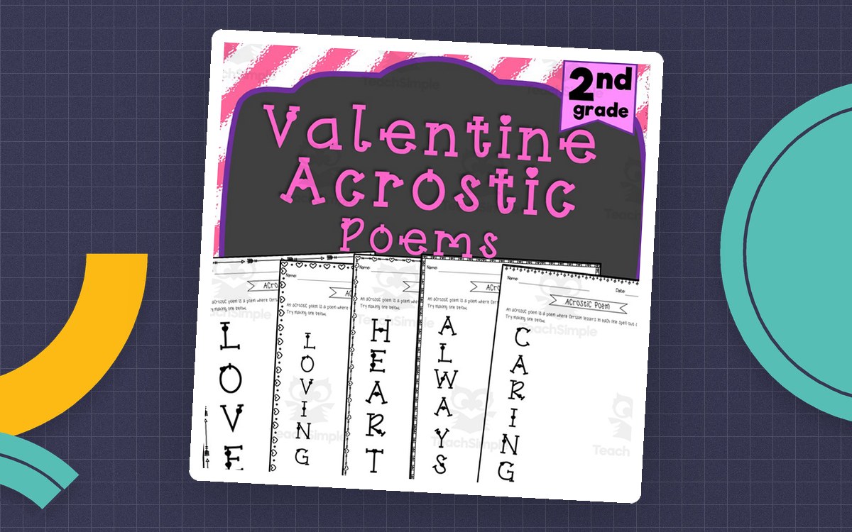 Valentine Acrostic Poems preview: Eight one-page Valentine acrostic templates