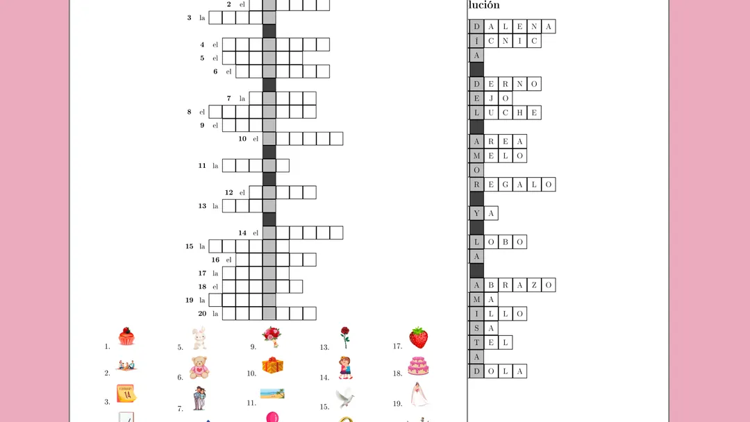 El Dia De San Valentin Crossword Puzzle Answers – cover