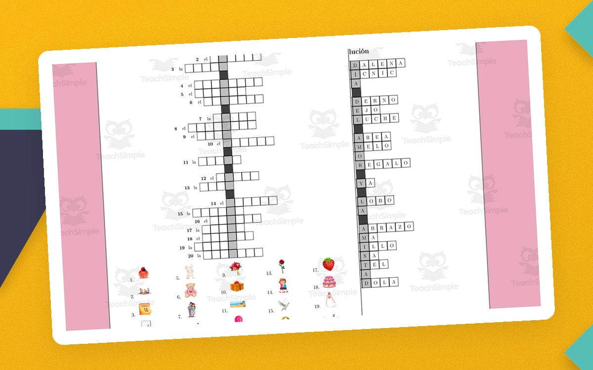Valentine's Day Crossword in Spanish - Día de San Valentín - Día del Amor y la Amistad preview