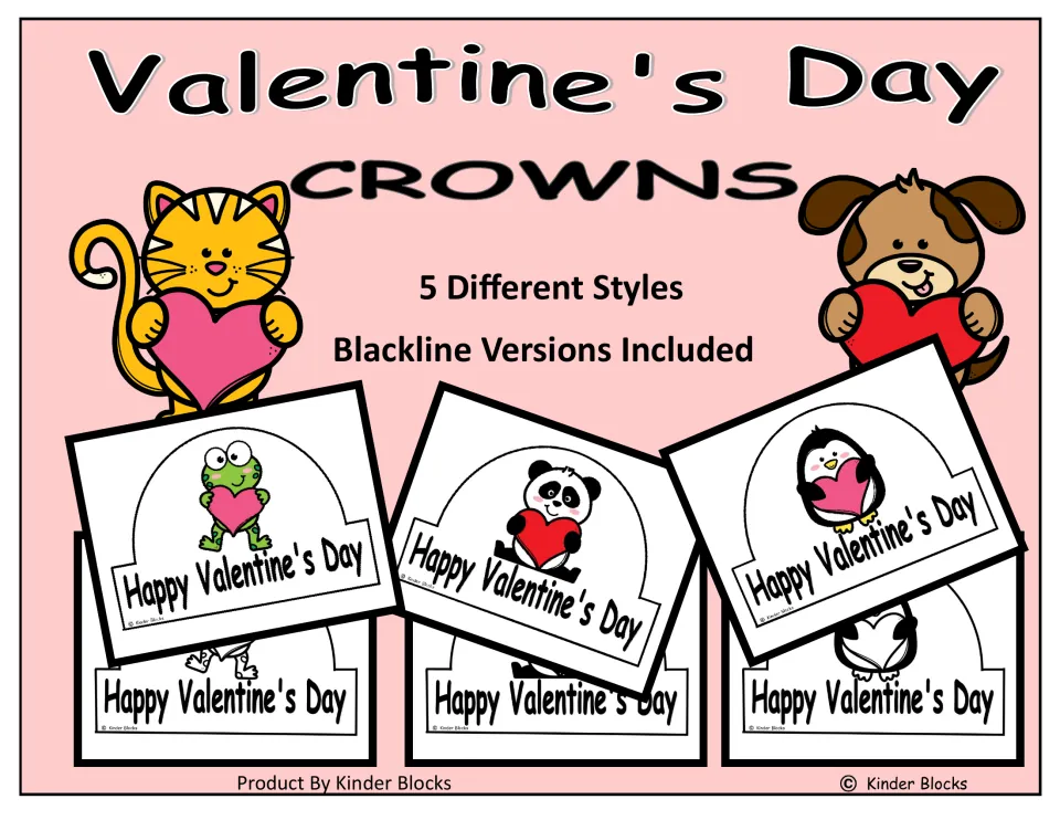 Valentine's Day Crowns cover announcing five different styles and blackline versions, with crown samples