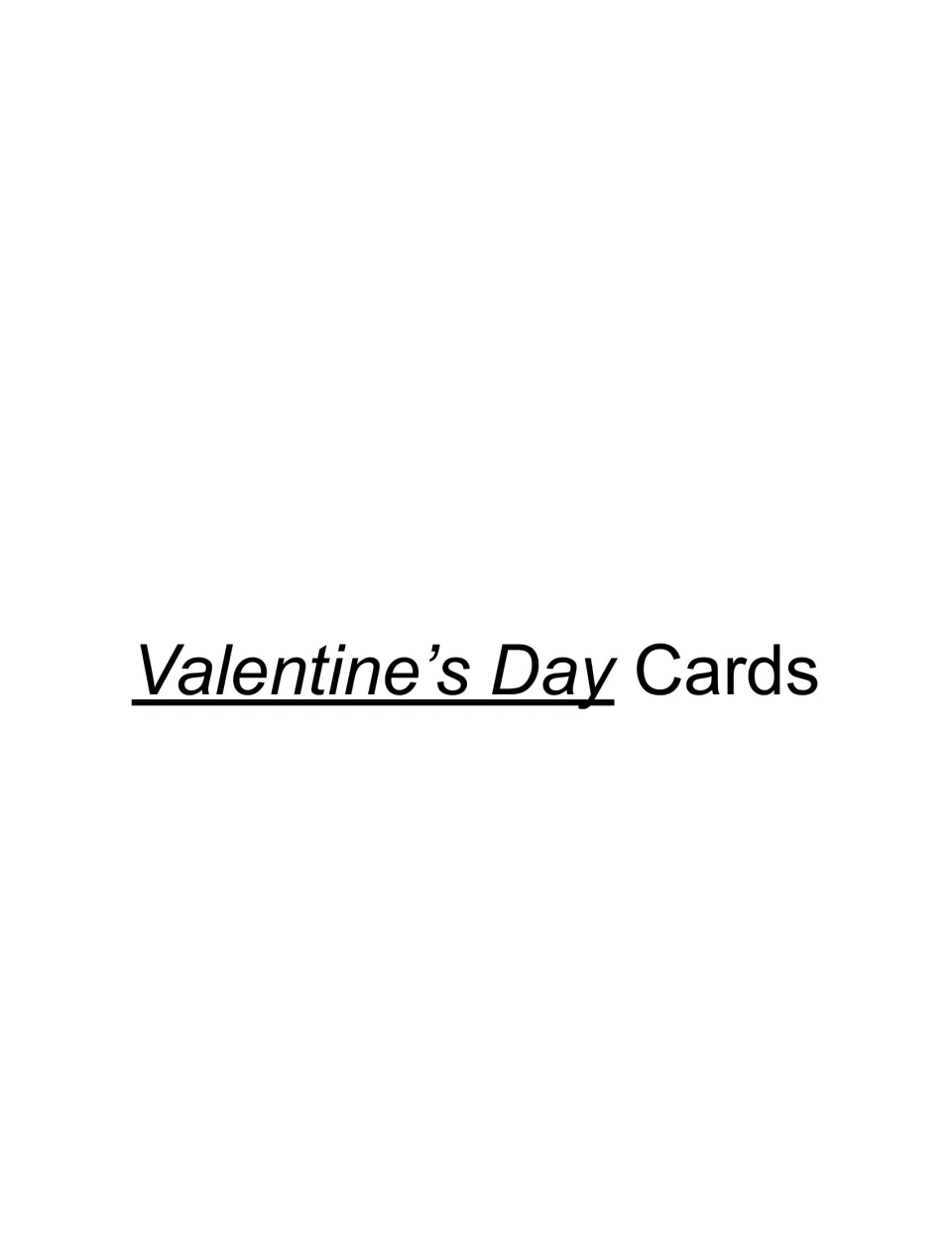 Valentine’s Day Cards section heading introducing the Valentine’s Day version of the eraser gift tags