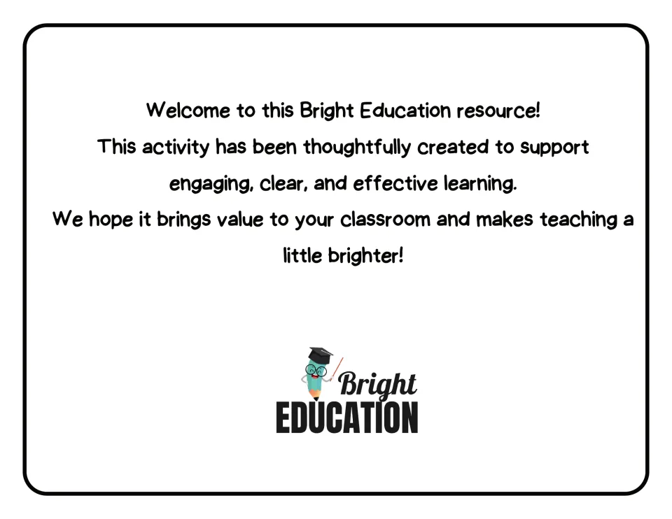 Welcome page for the Valentine’s Day crown craft resource, featuring a greeting from Bright Education.