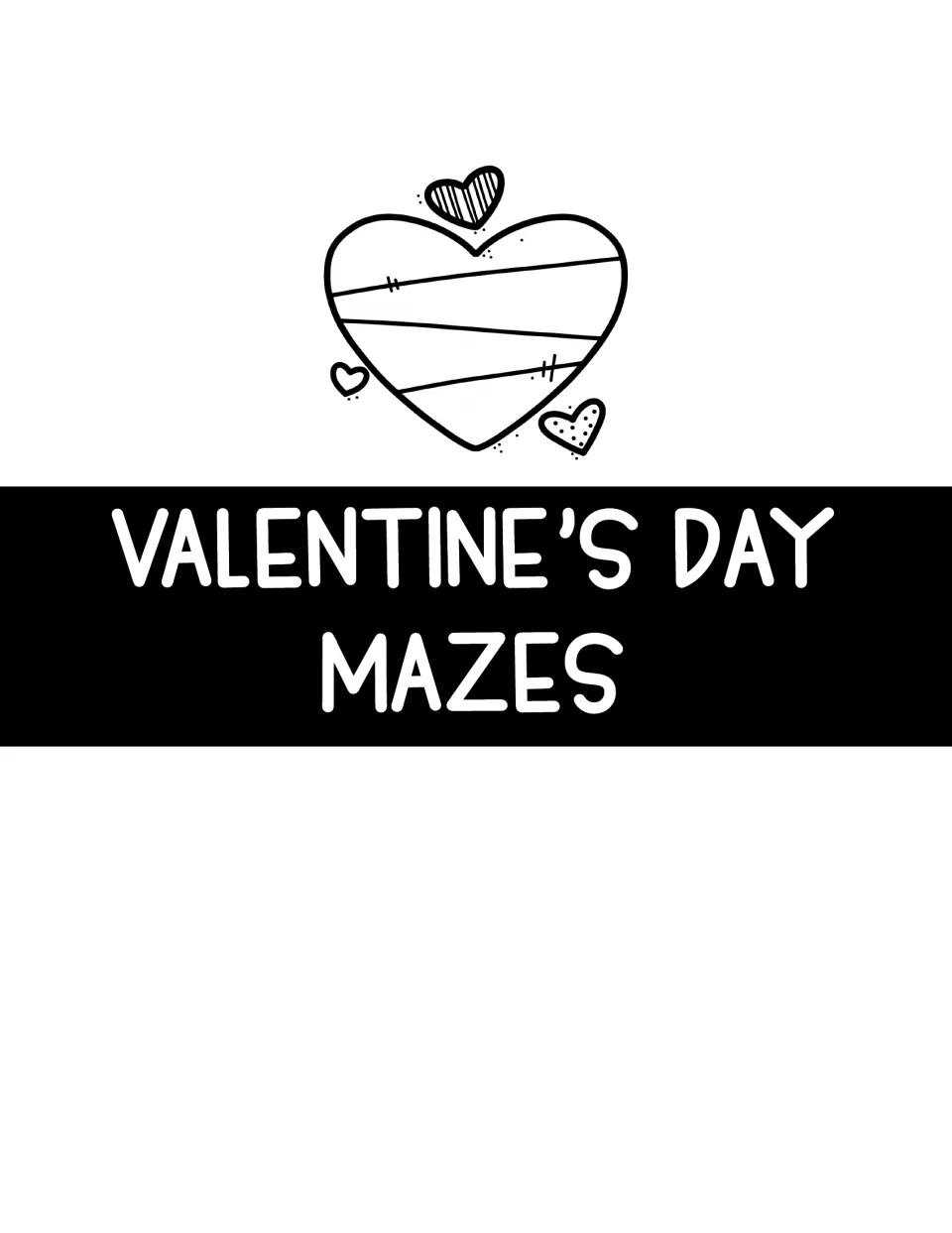 Section title “Valentine’s Day Mazes” introduces the square maze puzzles and their accompanying answer keys