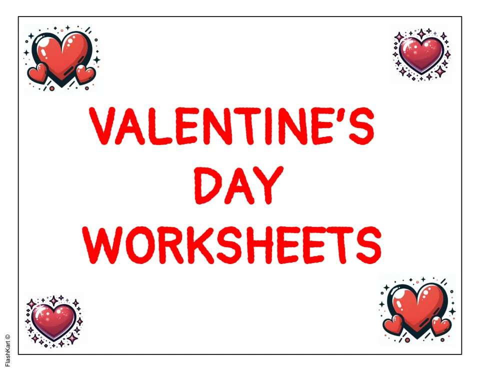 Valentine’s Day Worksheets section cover introduces the holiday activities that follow in the literacy pack.
