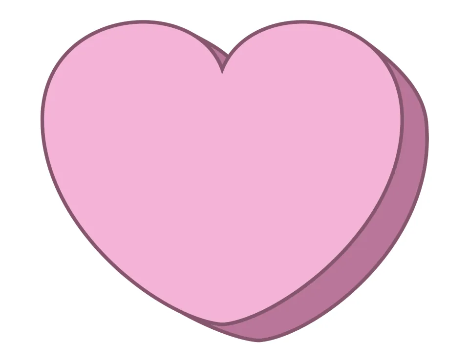 Blank candy heart in medium pink with a darker rim, no saint picture or writing, matching the bubblegum pink saint hearts