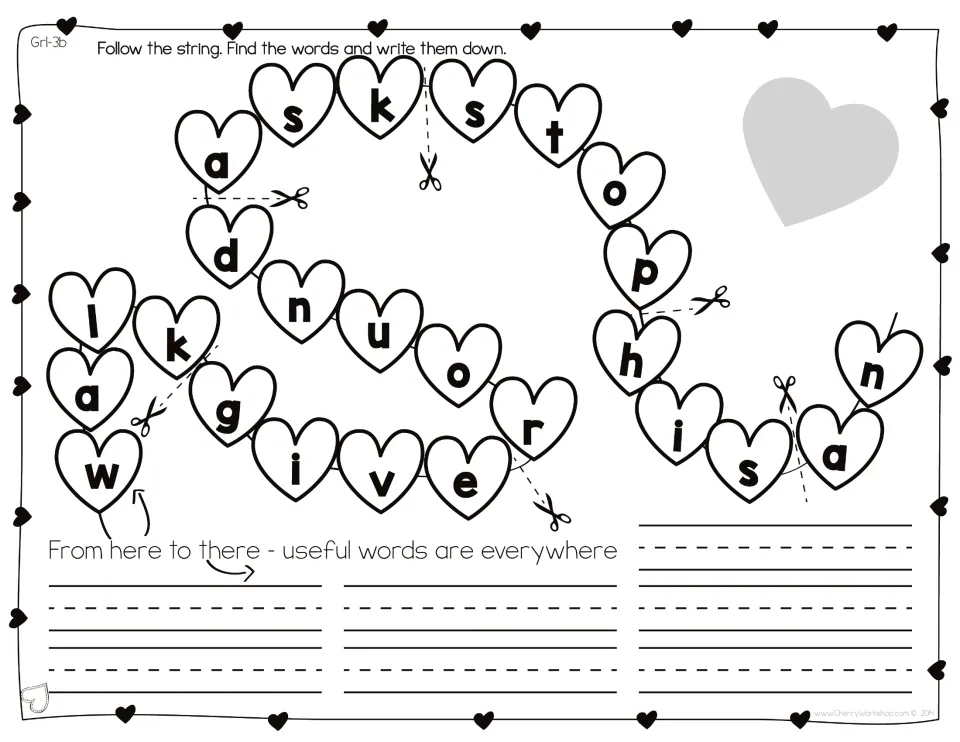 Sight-word set 3 with word boundaries marked: find and write walk, give, round, ask, stop, his, and an