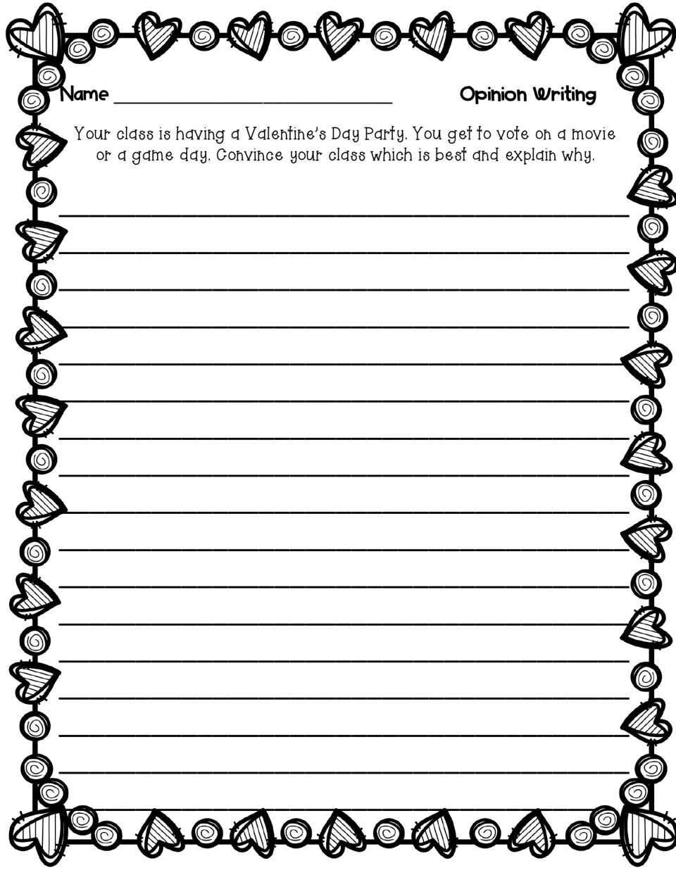 Movie or game day party prompt without directions: students persuade classmates which choice is best and explain why