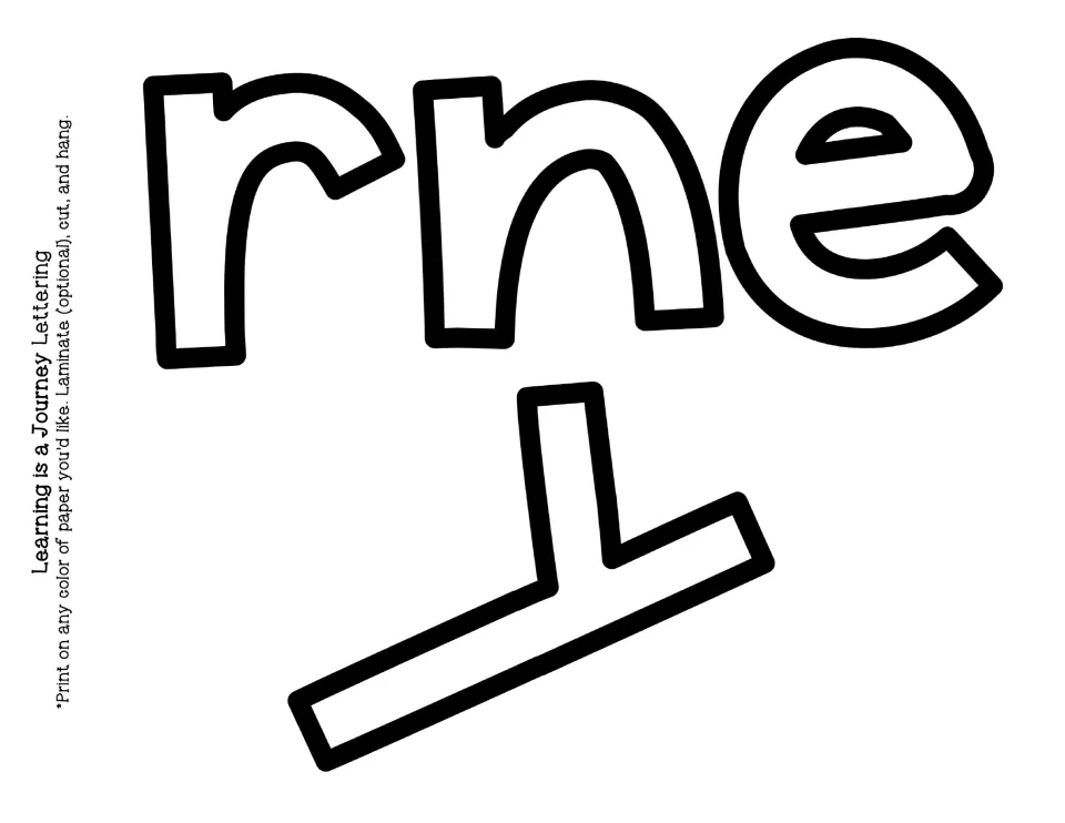 Display lettering cut-out piece: outlined letters r-n-e and a partial letter y that finish the word Journey