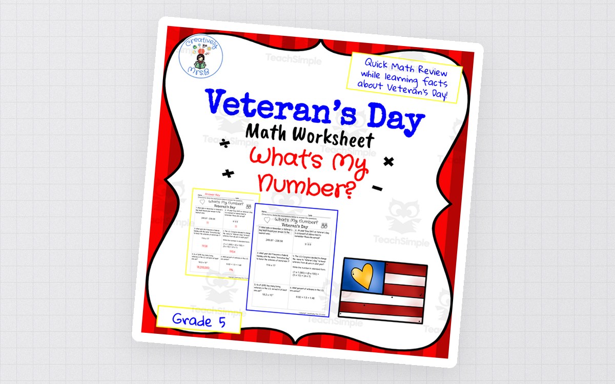 Veteran's Day Math Trivia Worksheet preview