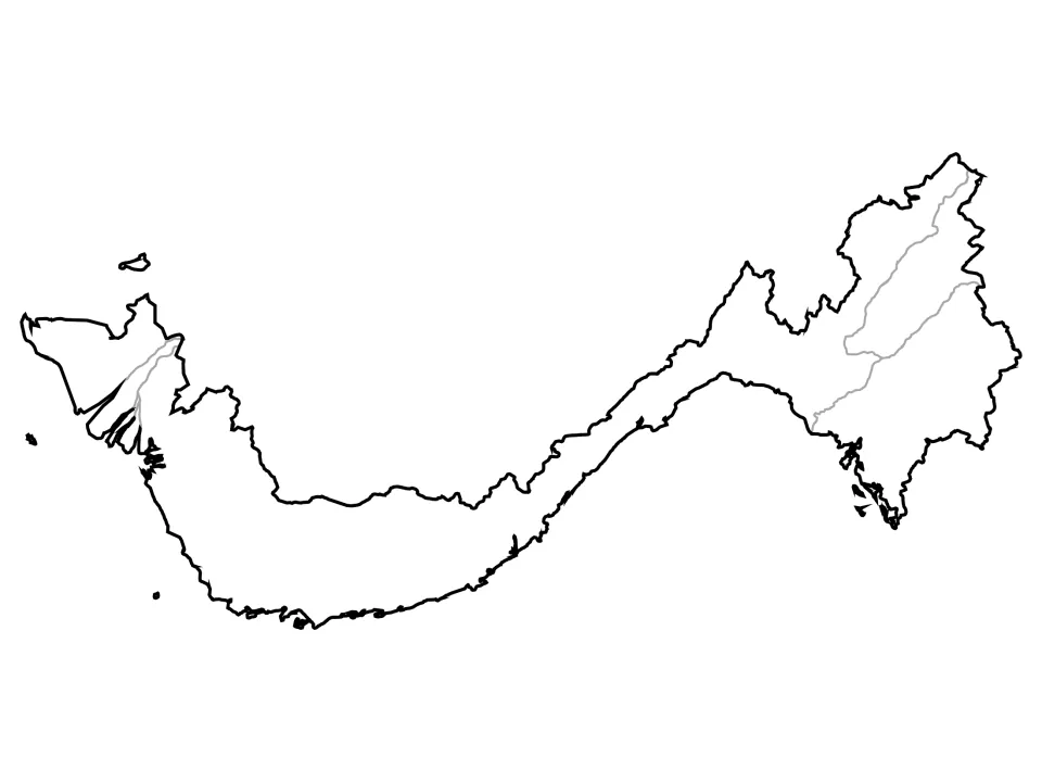River outline map tracing the Red River system in the north and the Mekong delta in the south, without any labels