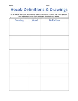 Vocabulary Definitions & Drawings Worksheets – preview 3