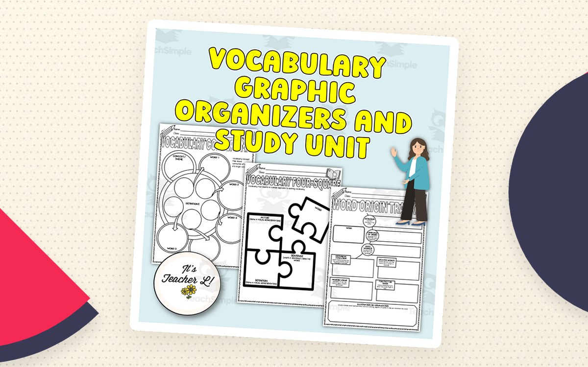 Vocabulary Templates Graphic Organizers and Study Unit Gr 6 7 8 ELA teaching resource preview