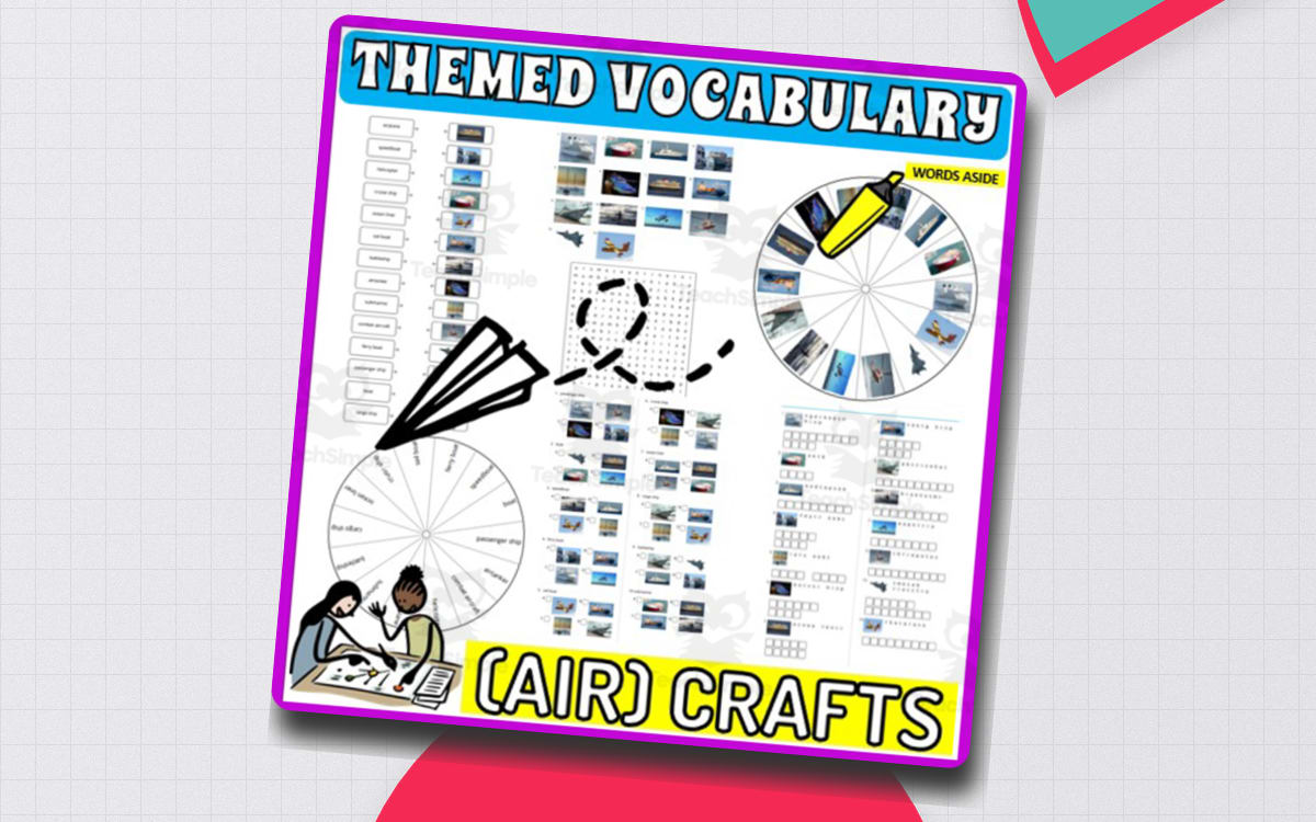 Vocabulary with Flash Cards | Crossword Wordsearch Anagram (AIR)CRAFTS preview