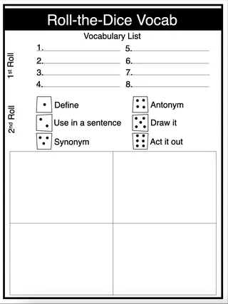 Vocabulary Worksheets – sample page 3