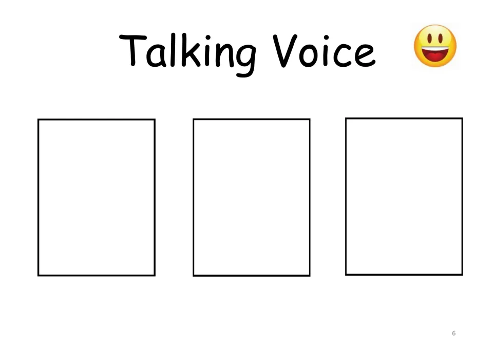 Talking voice sorting mat: students match three situation cards to the everyday conversation volume, level 3